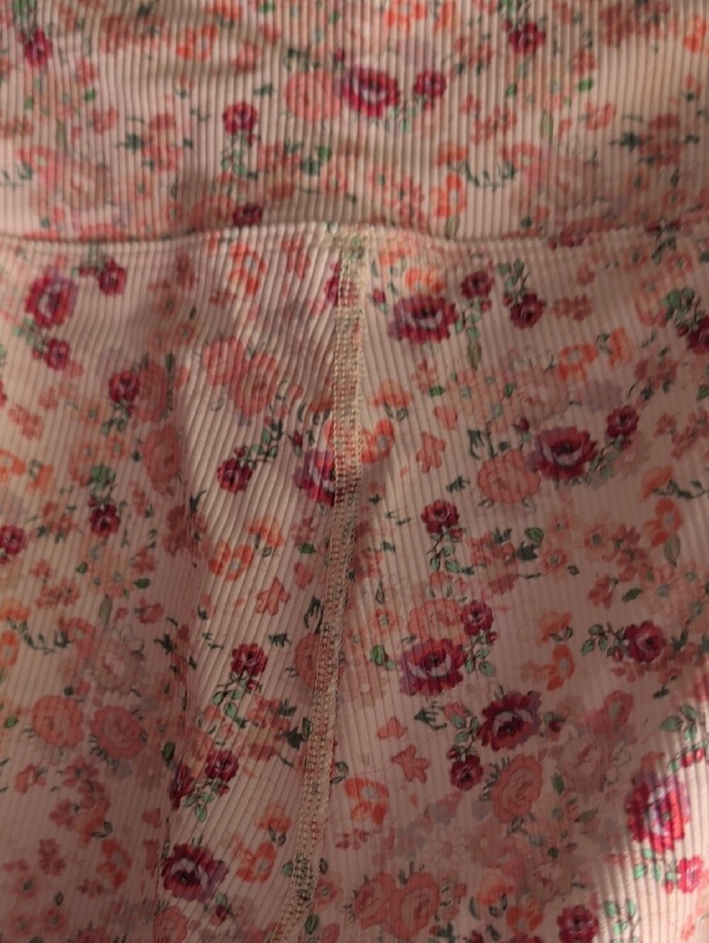 LoveShackFancy Pink Floral Ribbed Leggings - Picture 6 of 10